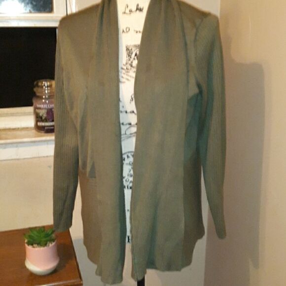 💫💫💫NYC ALLIANCE GREEN DRAPED OPEN FRONT CARDIGAN SIZE  SMALL/MEDIUM - Picture 1 of 7